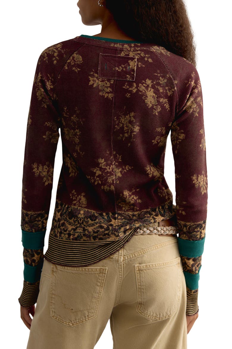 Easy Does It Floral Rib Stretch Cotton Top, Alternate, color, WINE COMBO