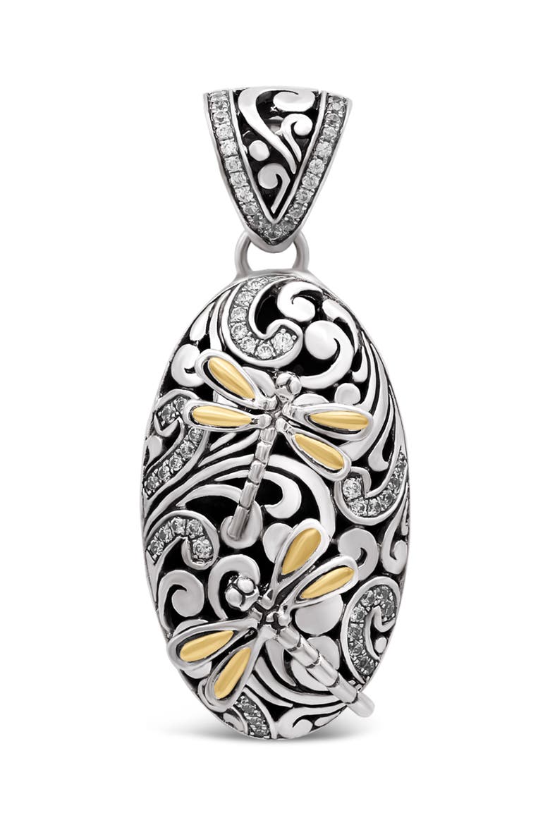 Dragonfly Pendant in Sterling Silver and 18K Gold, Main, color, Silver