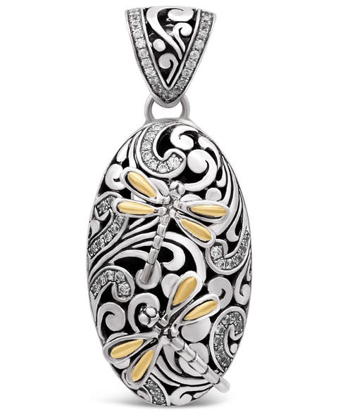 Dragonfly Pendant in Sterling Silver and 18K Gold