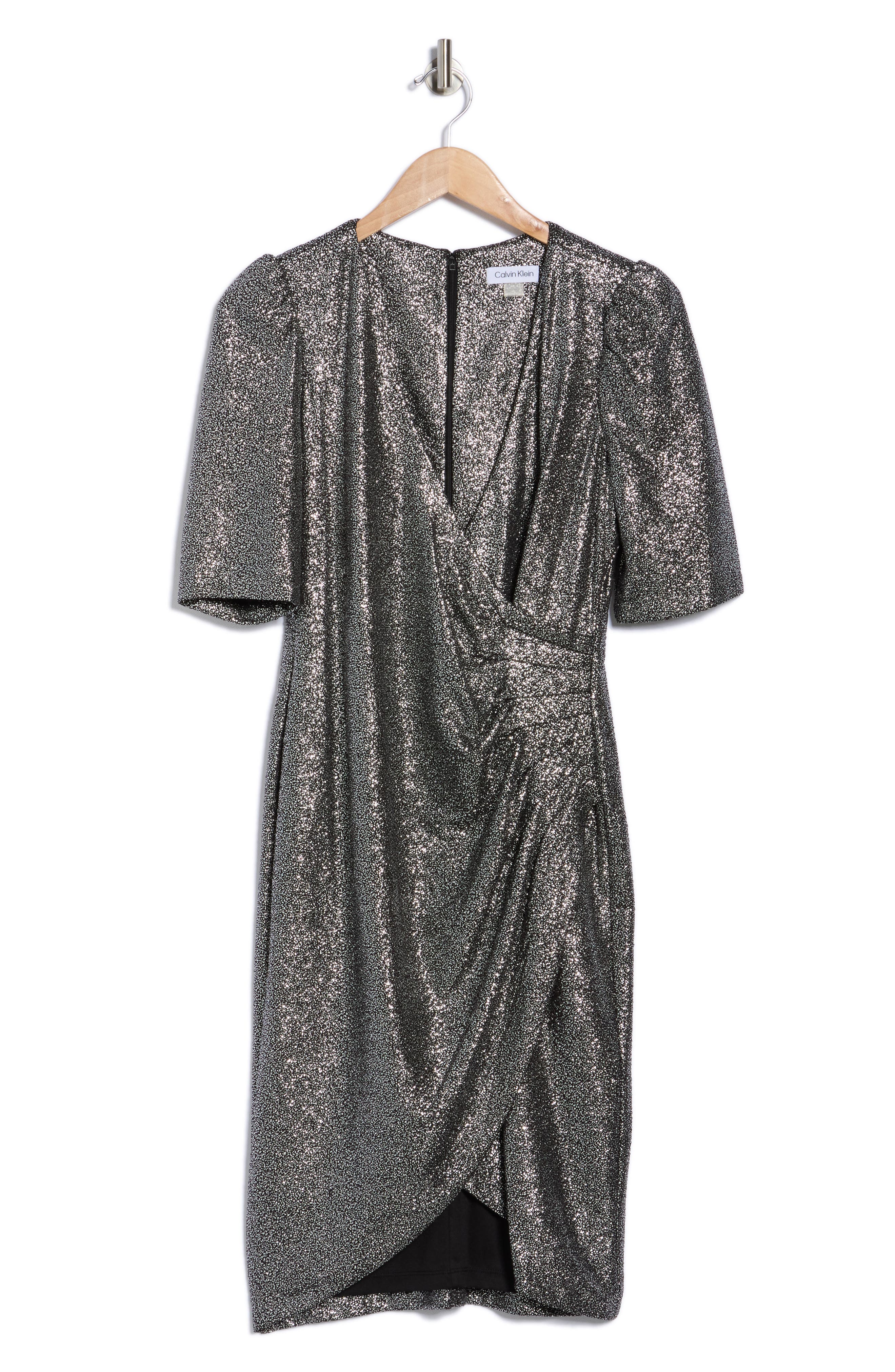 calvin klein women's sequined faux-wrap sheath dress New Calvin Klein Emerald Green Women's Sequined Faux-Wrap Sheath Dress size  4