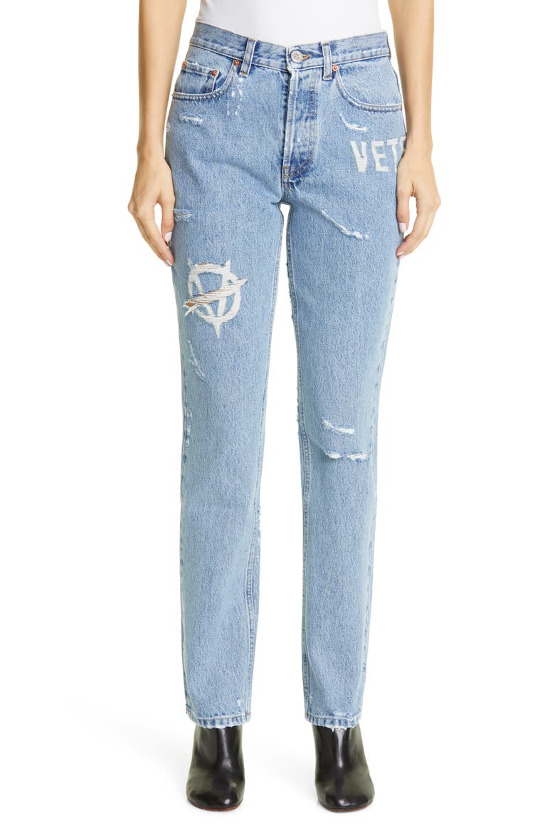 Anarchy Ripped High Waist Slim Jeans, Main, color, LIGHT BLUE