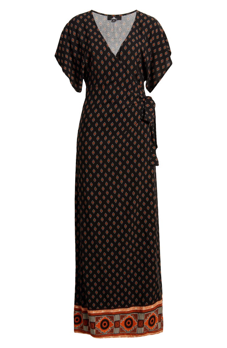 Rip Curl Pacific Dreams Short Sleeve Maxi Wrap Dress, Alternate, color, 