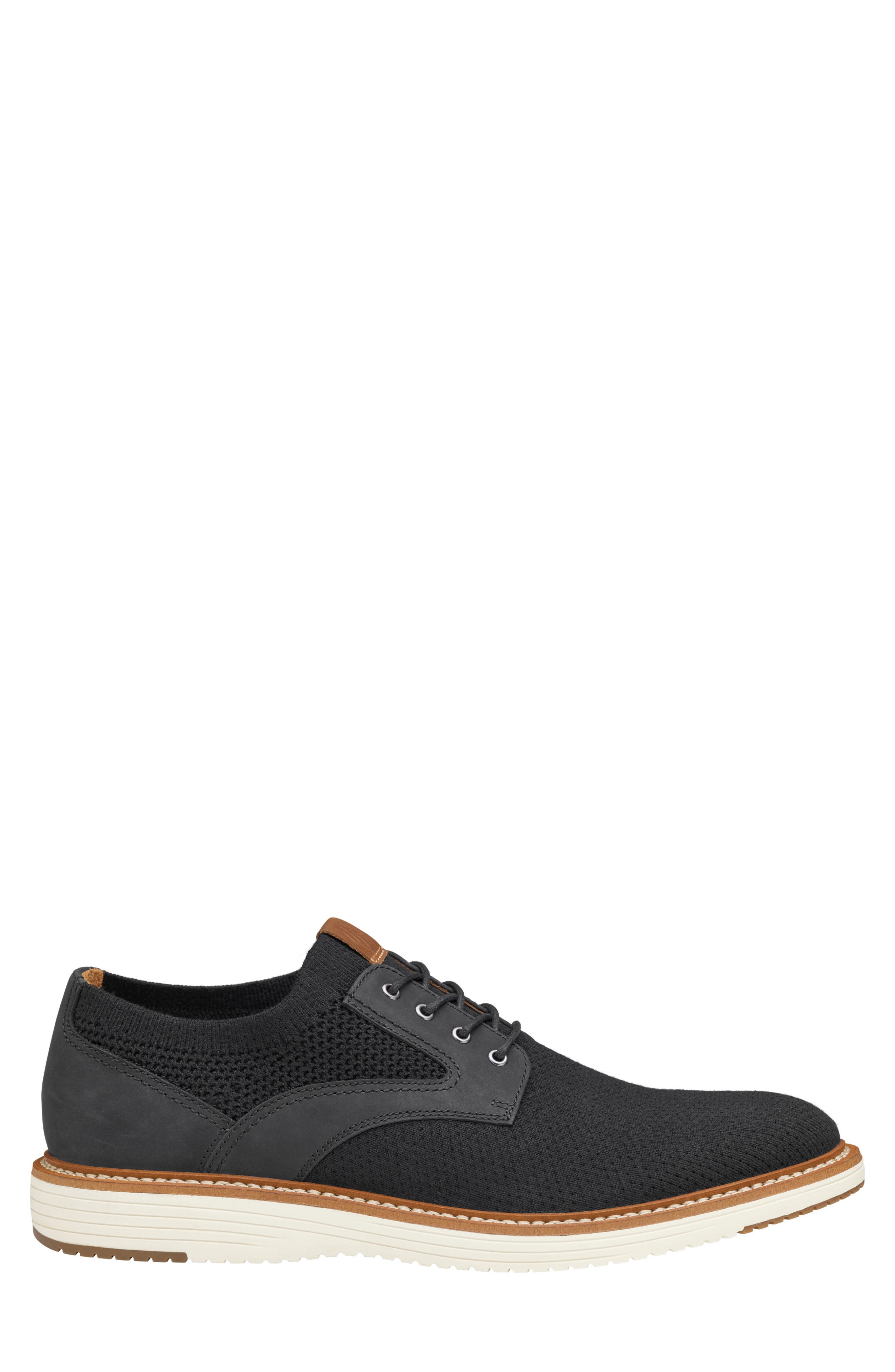 Johnston & Murphy Upton Plain Toe Knit Derby, Alternate, color, Black
