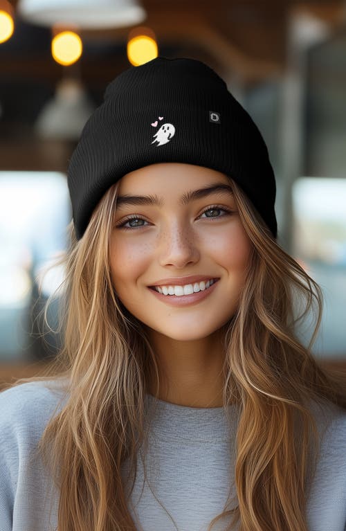Dalix Heartly Ghost Beanie In Asphalt Gray