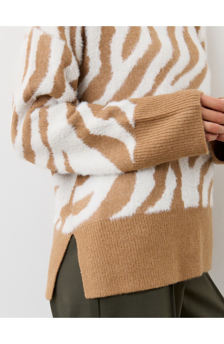 Finery London Tully Animal Print Knitted Sweater, Alternate, color, Tan Zebra
