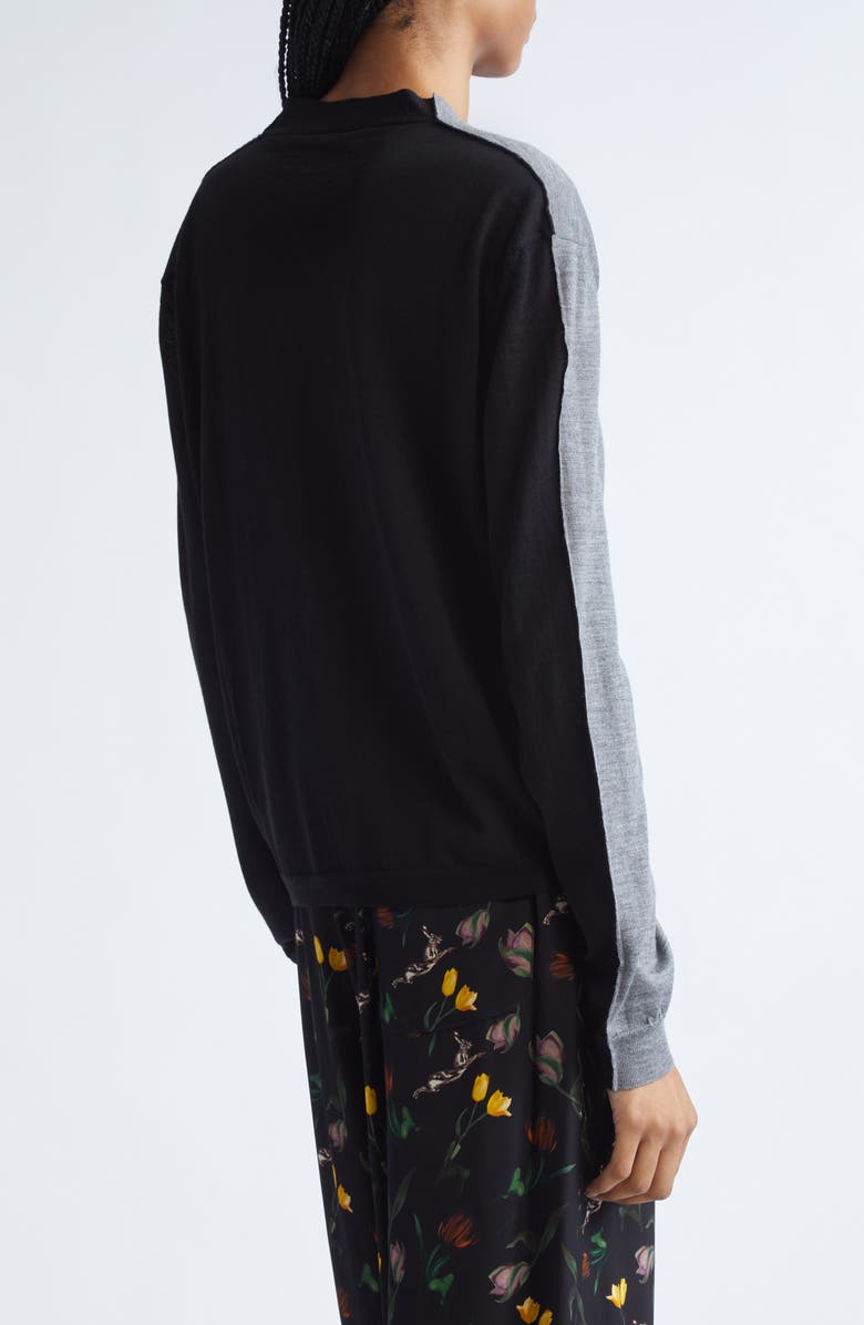 Marni Half & Half Virgin Wool & Silk Cardigan, Alternate, color, Han38 Inox