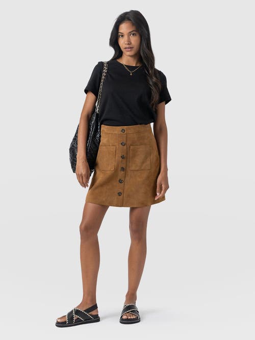 Saint + Sofia Luther Suede Mini Skirt In Brown