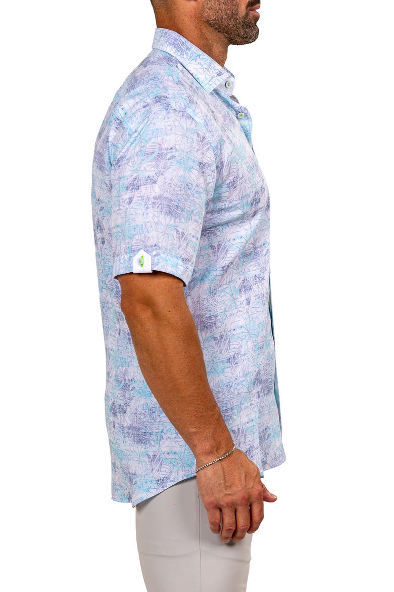 Galileo Marthyr0237 White Floral Short Sleeve Button-Up Shirt, Alternate, color, WHITE