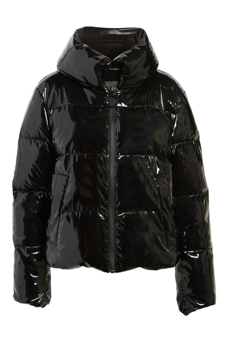 Shiny Puffer Jacket, Alternate, color, BLACK