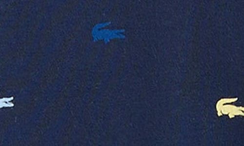 Lacoste Croco Print Organic Cotton Footie In Blue