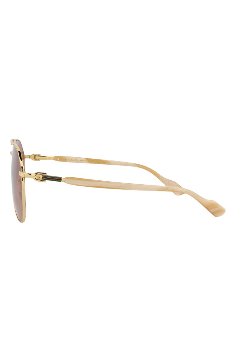 Gucci 59mm Navigator Sunglasses, Alternate, color, Gold Gold Brown