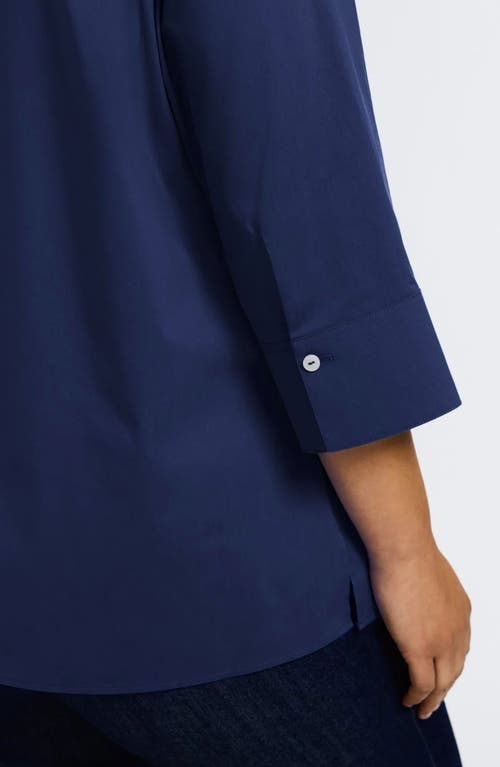 Foxcroft Julia Stretch Cotton Blend Shirt In Navy