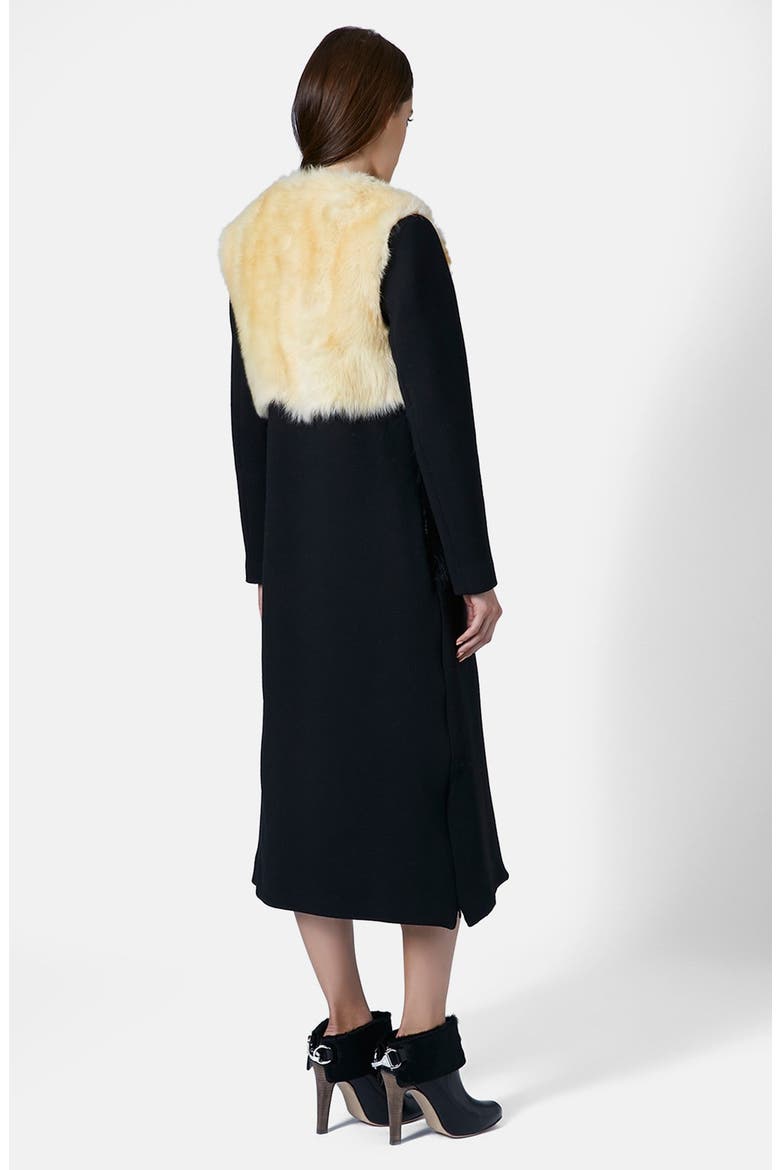 Split Seam Genuine Shearling Coat, Alternate, color, BLACK MULTI