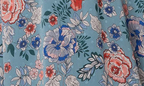 Kiyonna Florence Flutter Sleeve Dress In Blue Garden Print