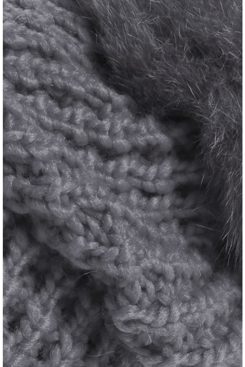 Genuine Fox Pompom Hat, Alternate, color, MARLED GREY