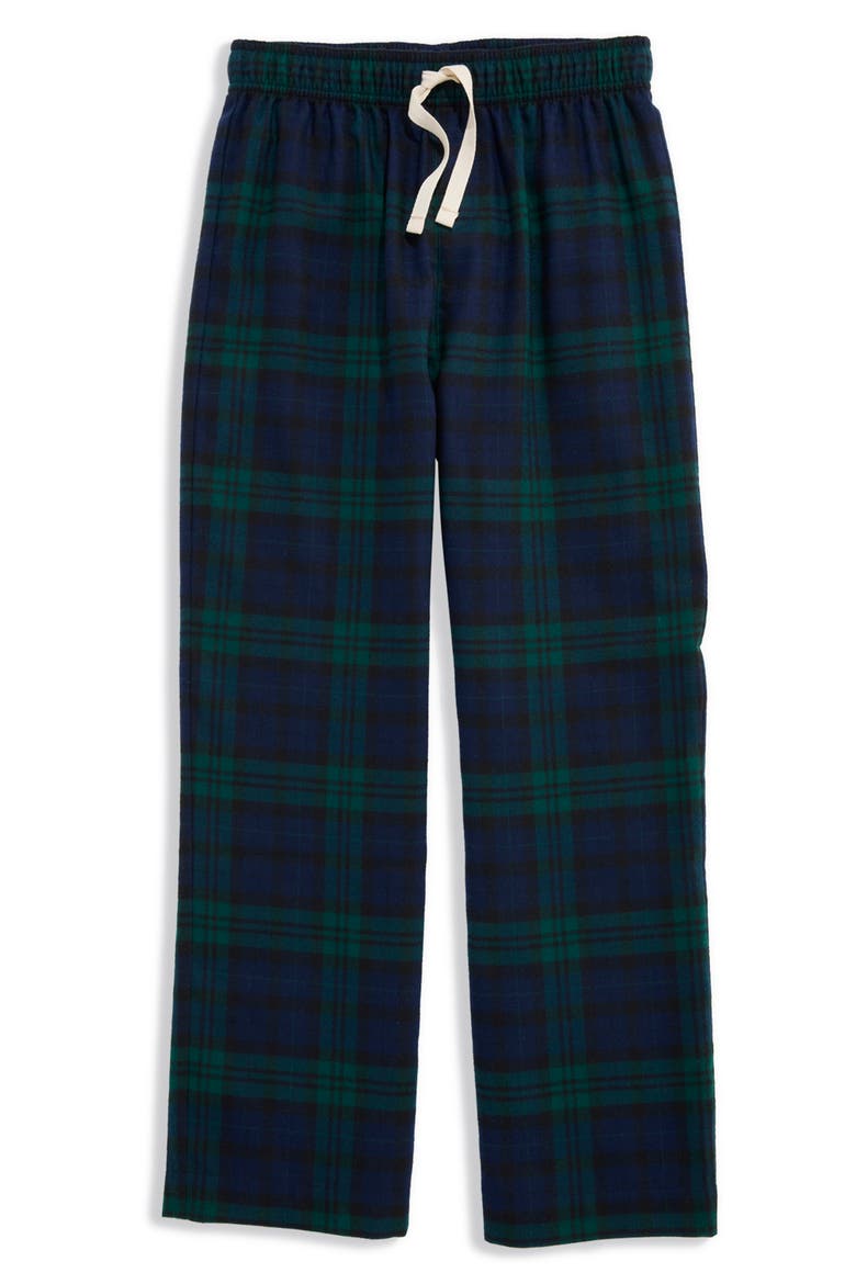 Kids' Flannel Lounge Pants, Main, color, JET BLACK BLACKWATCH