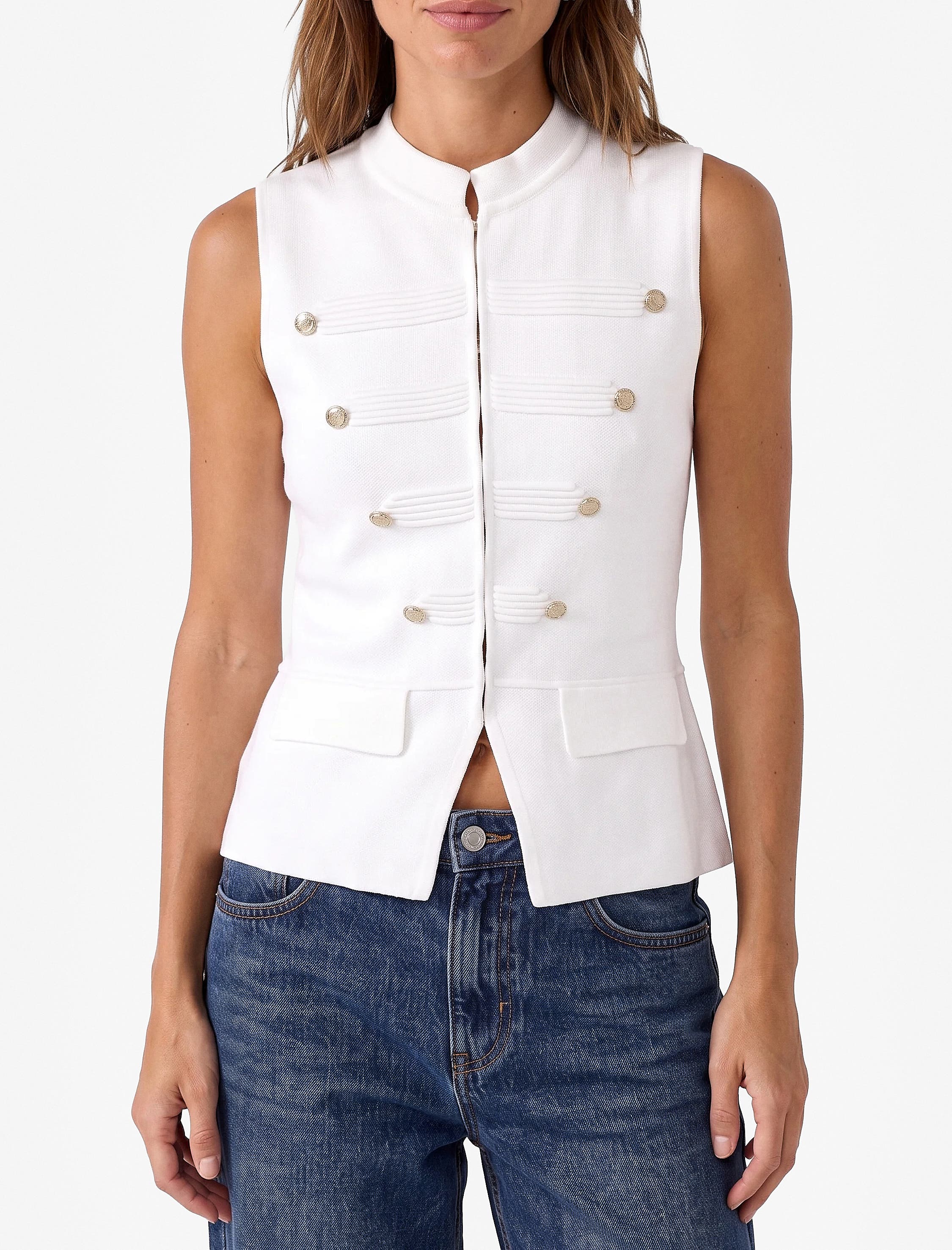 Koton Mandarin Collar Knit Vest With Decorative Buttons (Women) | Nordstrom
