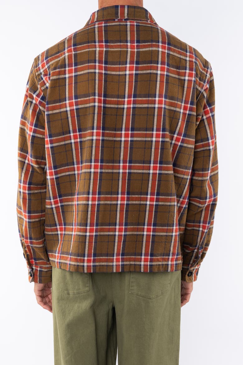 Gender Inclusive Bucky Flannel Over Shirt, Alternate, color, Brown / Orange
