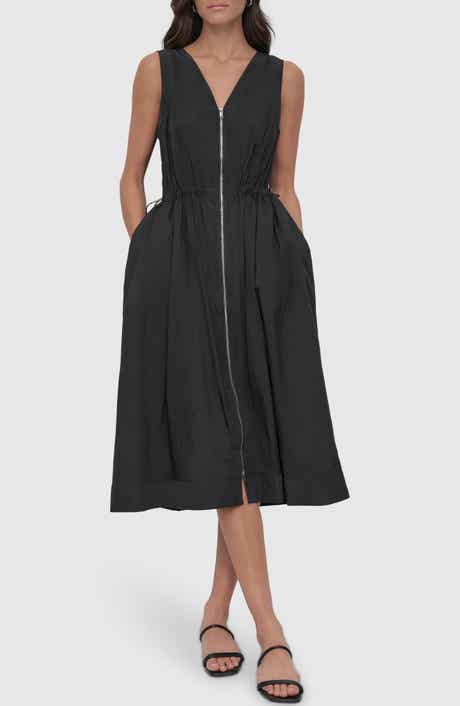 DKNY Toggle Waist Nylon Midi Dress