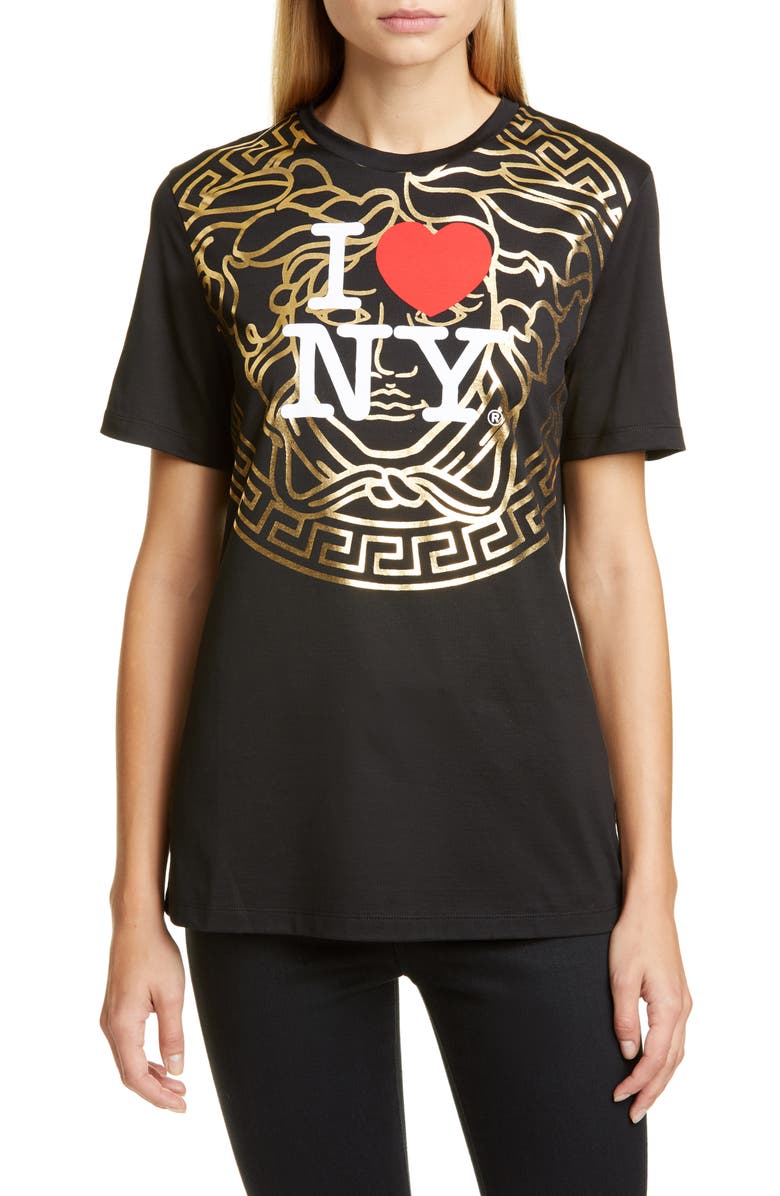 Versace NY Medusa Logo Graphic Tee, Main, color,