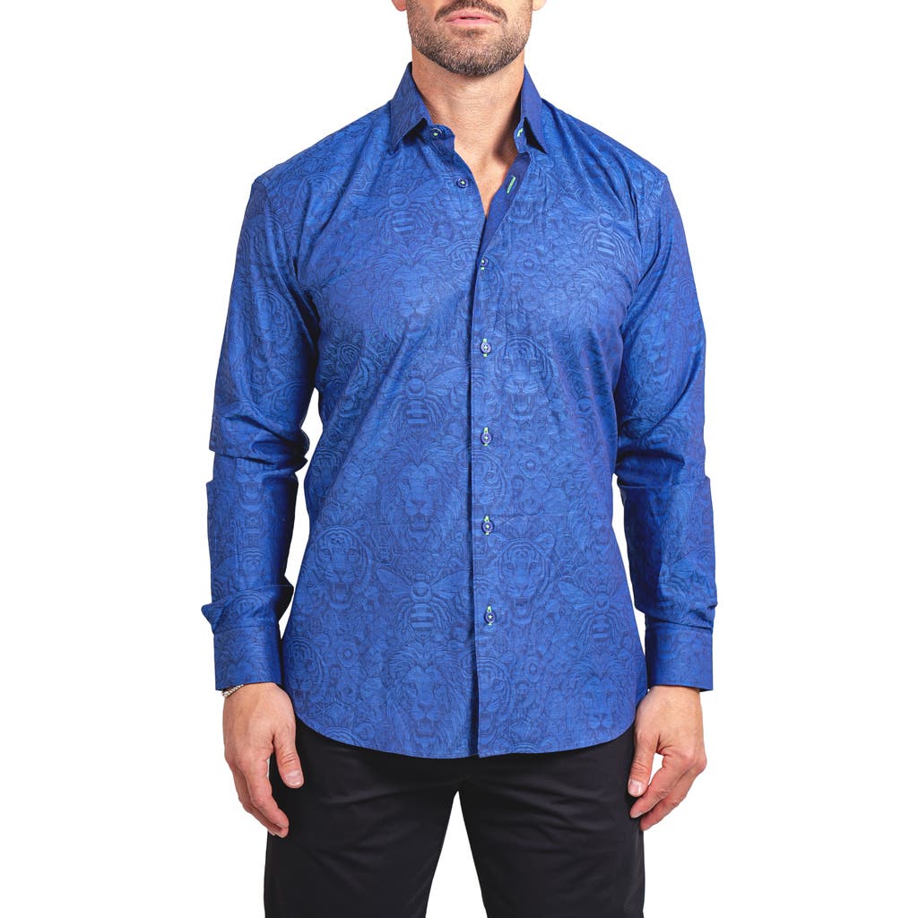 Maceoo Fibonacci Ascension Contemporary Fit Button-up Shirt In Blue