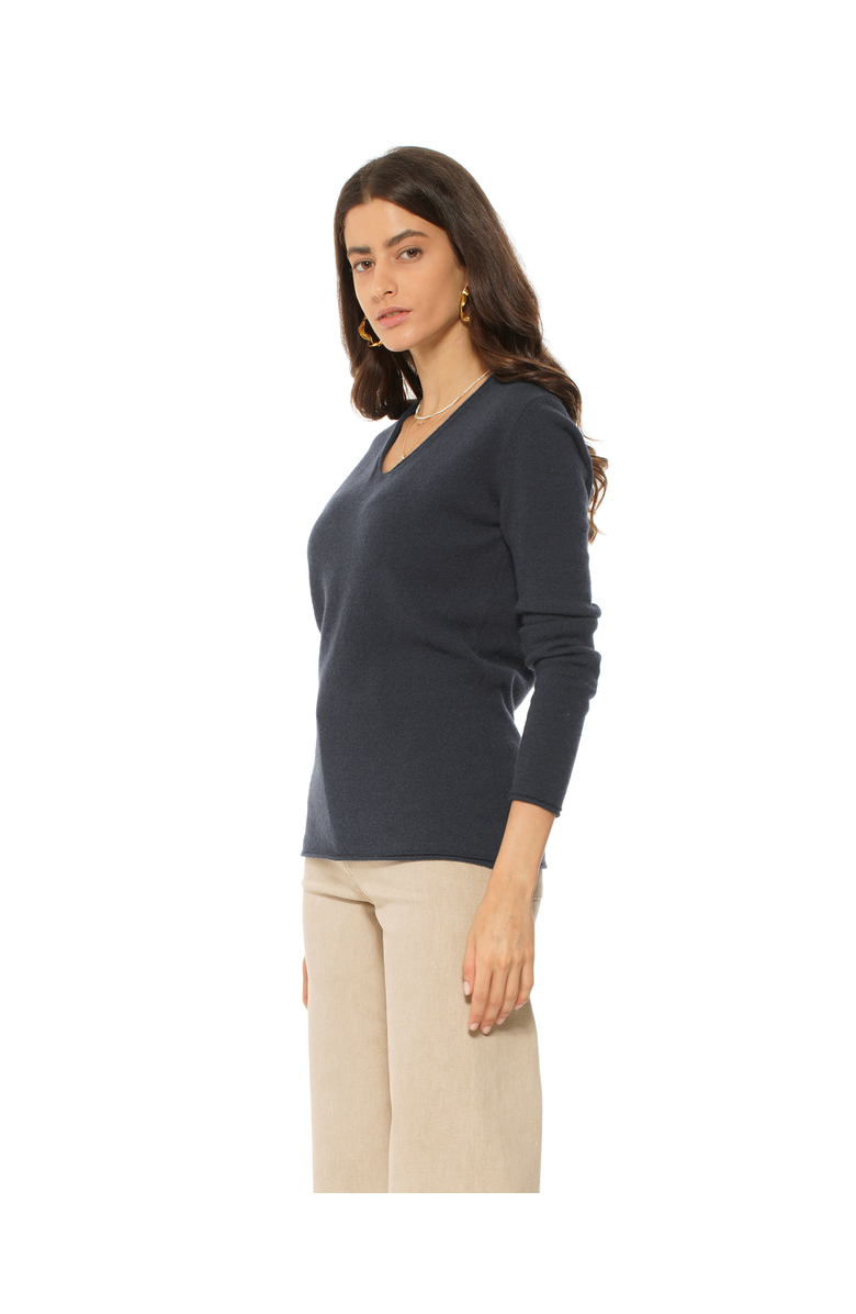 Monticelli Cashmere Ultra-Light Cashmere V-Neck Sweater, Alternate, color, Charcoal