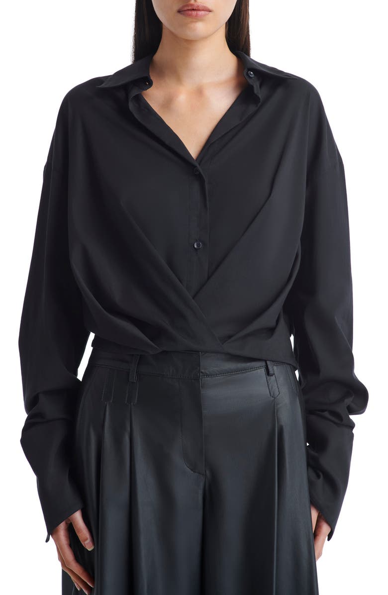 TWP Pleated Little Joe Wrap Button-Up Shirt, Main, color, 