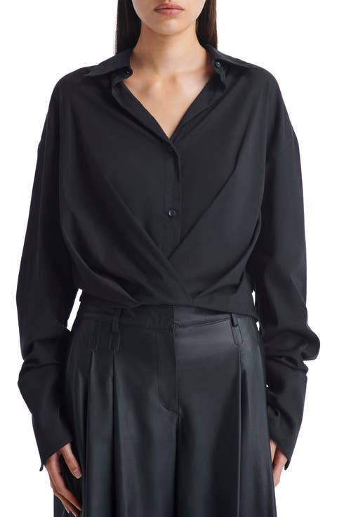 Pleated Little Joe Wrap Button-Up Shirt