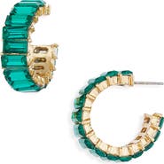 Cara Emerald Cut Crystal Hoop Earrings