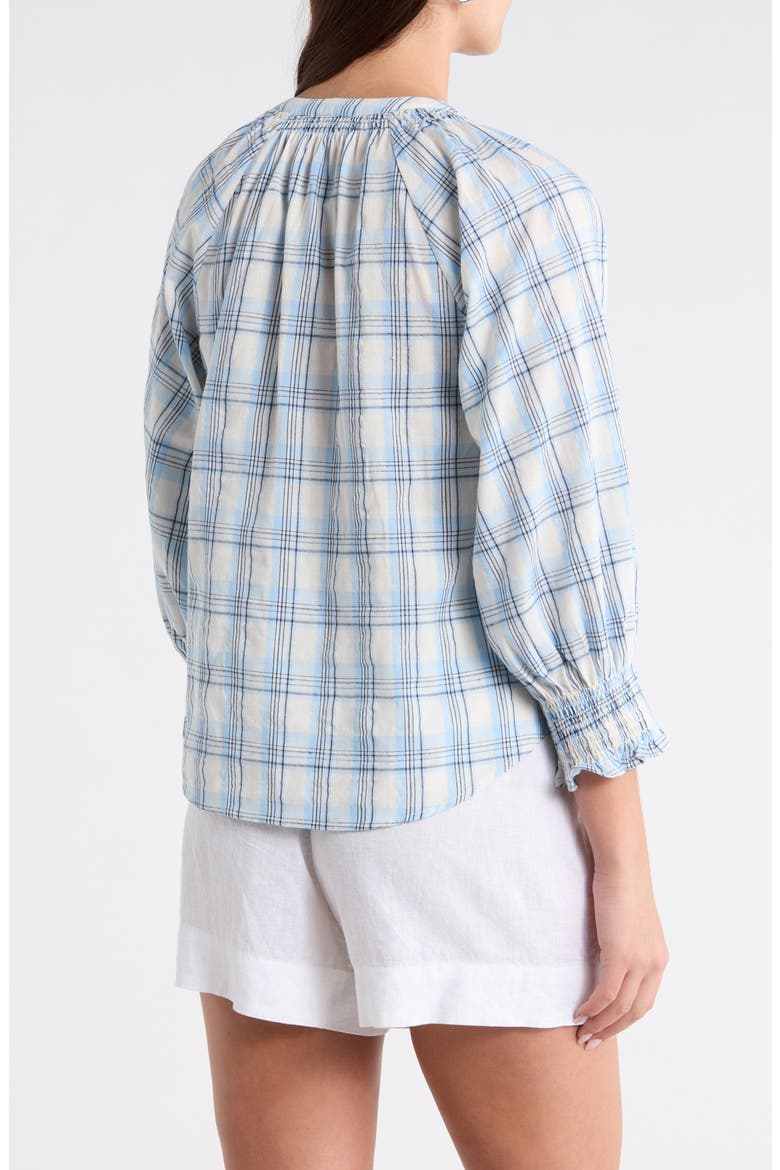 Marza Plaid Top, Alternate, color, BLUE-CREAM