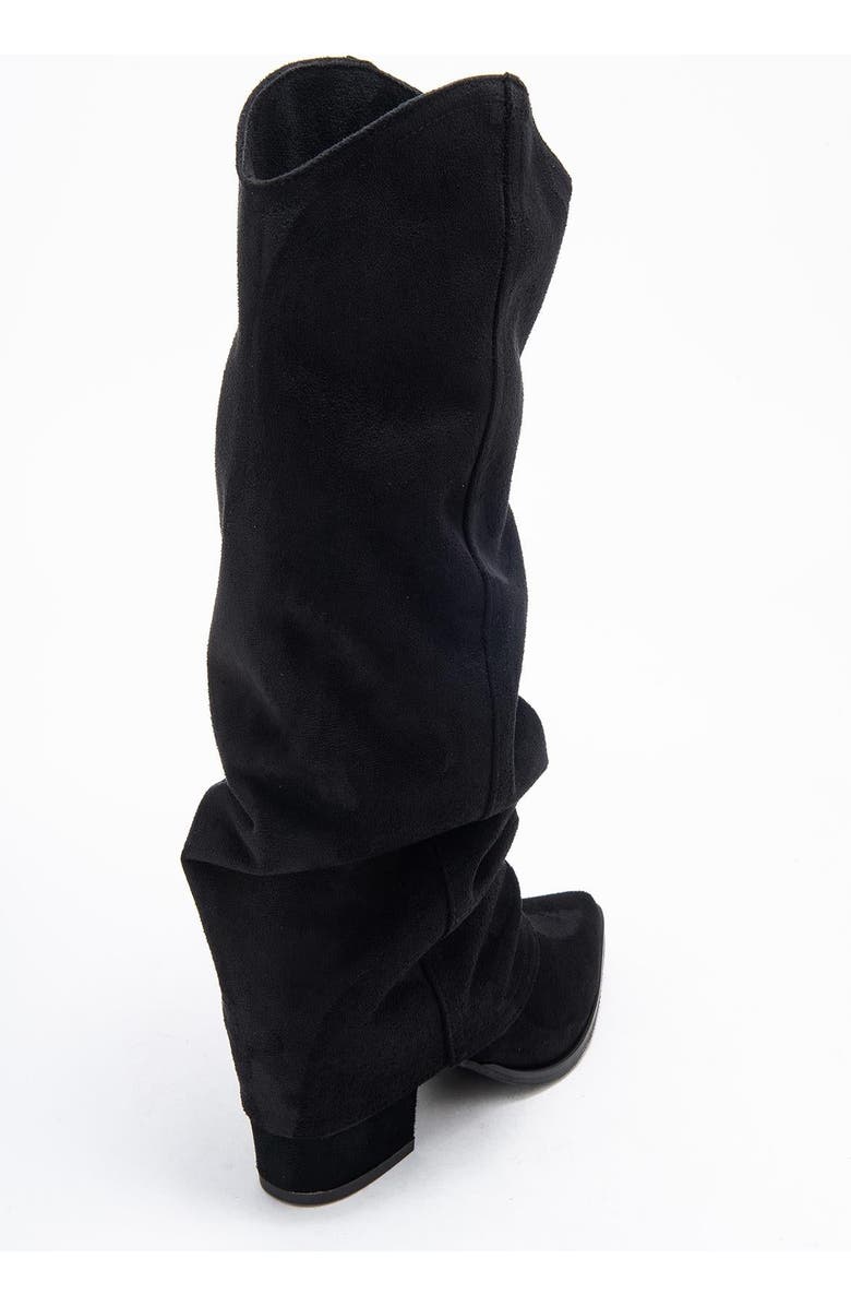 Prologue Shoes Elaris Block Heel Knee High Boot, Alternate, color, Black Suede Faux Leather