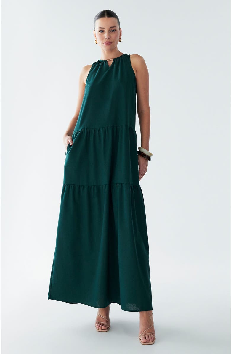 BWLDR Rain Maxi Dress, Alternate, color, Emerald