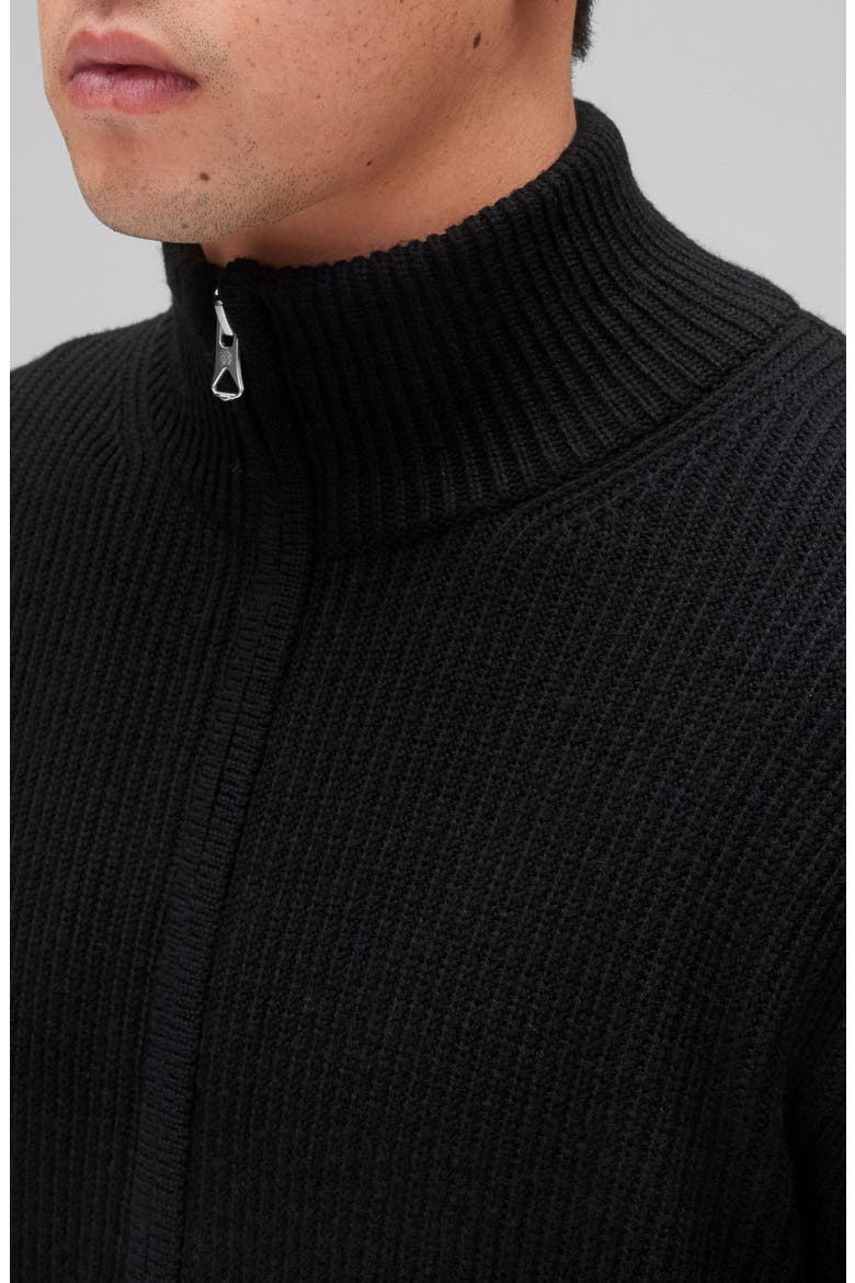 Vinnie Rib Merino Wool Track Jacket, Alternate, color, BLACK