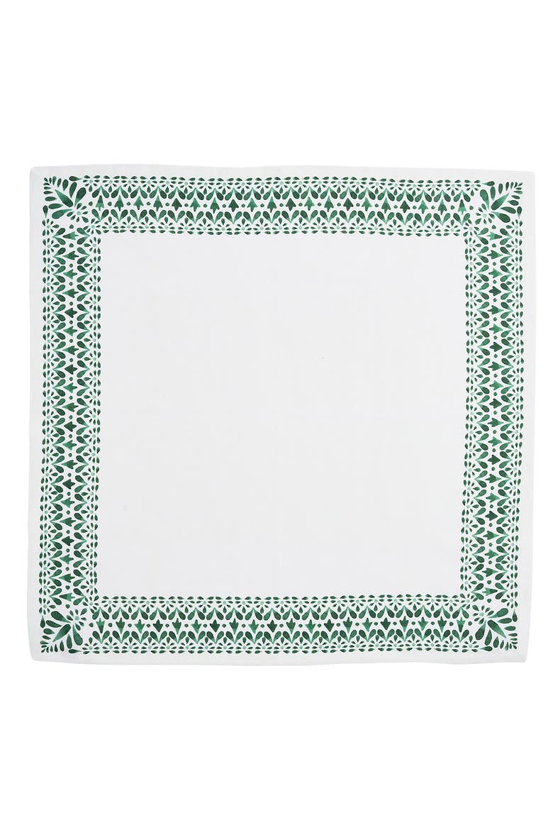 Iberian Border Set of 4 Linen Napkins, Alternate, color, EVERGREEN