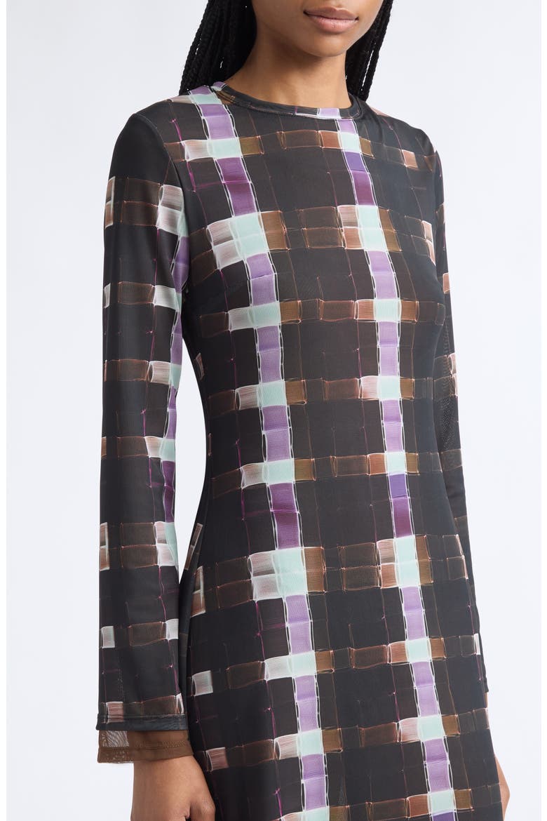 Cardio Yuri Long Sleeve Maxi Dress, Alternate, color, CHOCOLATE PAINTED PLAID