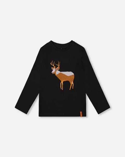 Organic Cotton T-Shirt with Boucle Deer Applique (Baby)