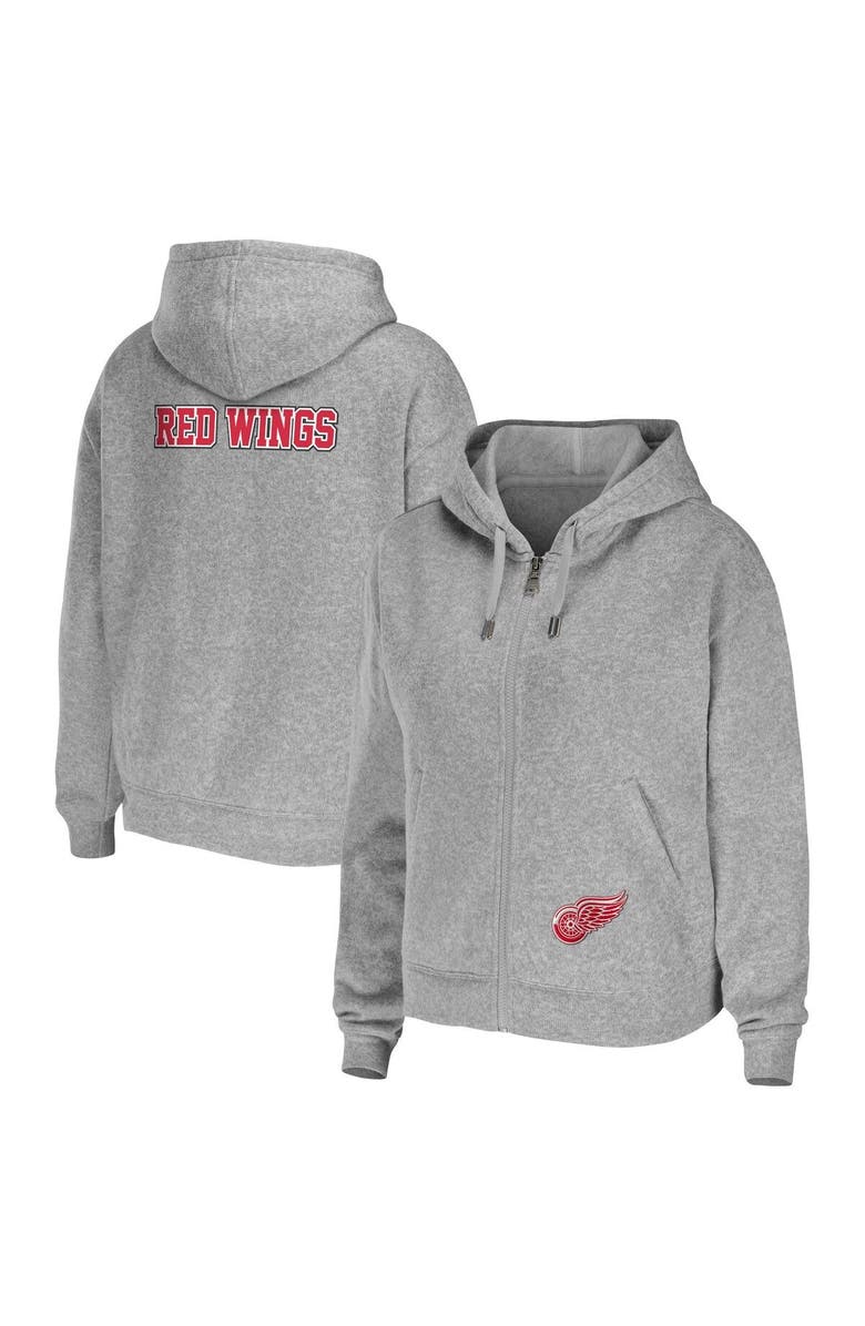 WEAR by Erin Andrews Women's WEAR by Erin Andrews Heather Gray Detroit Red Wings Full-Zip Hoodie, Main, color, Heather Gray