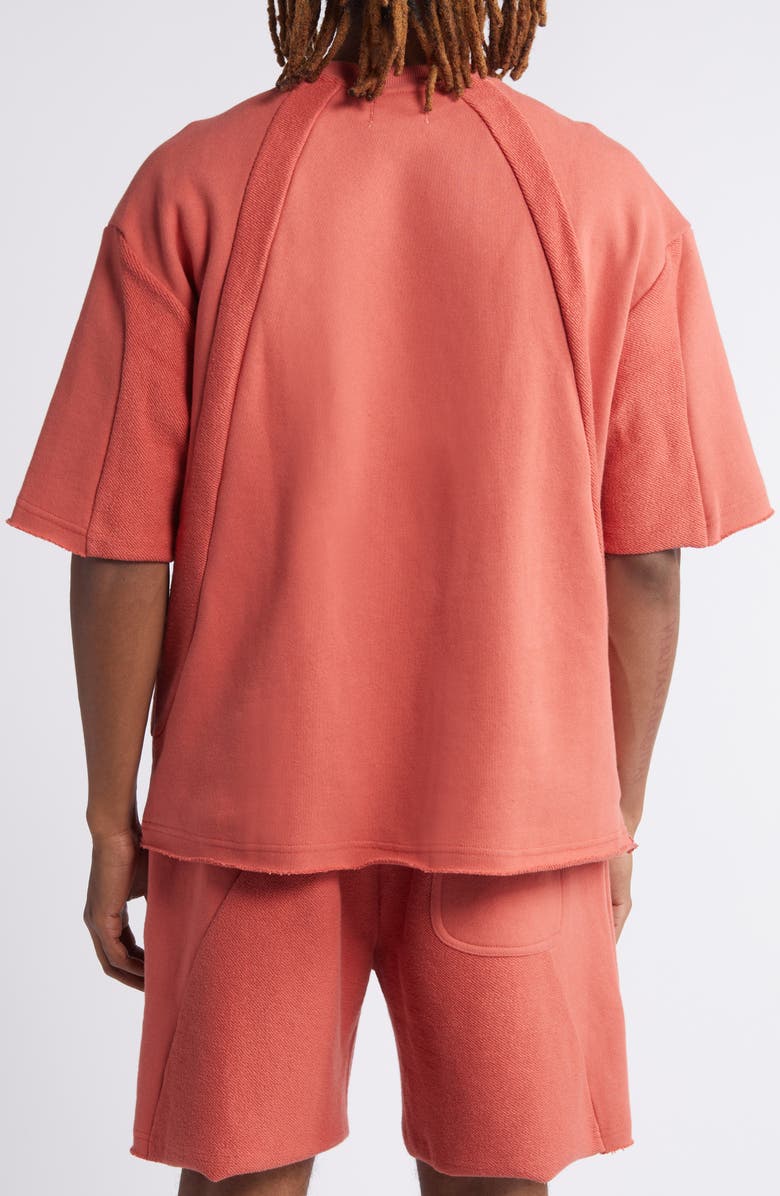 HONOR THE GIFT Panel Terry Short Sleeve Sweatshirt, Alternate, color, Brick