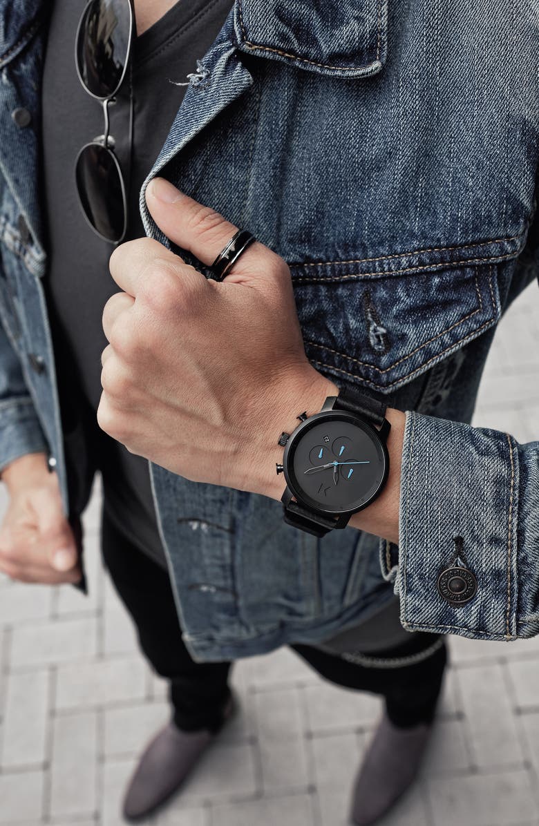 MVMT WATCHES MVMT The Chrono Chronograph Leather Strap Watch, 45mm, Alternate, color,