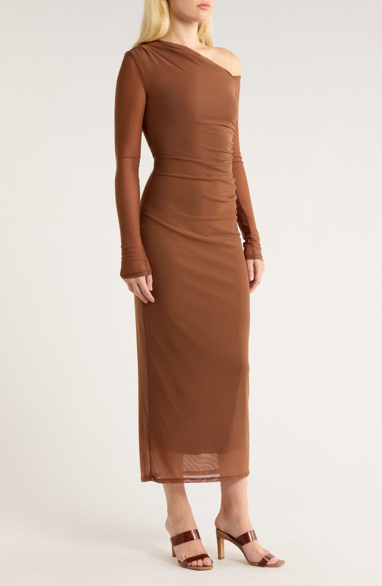 Nia Lyra One-Shoulder Long Sleeve Dress, Alternate, color, Truffle