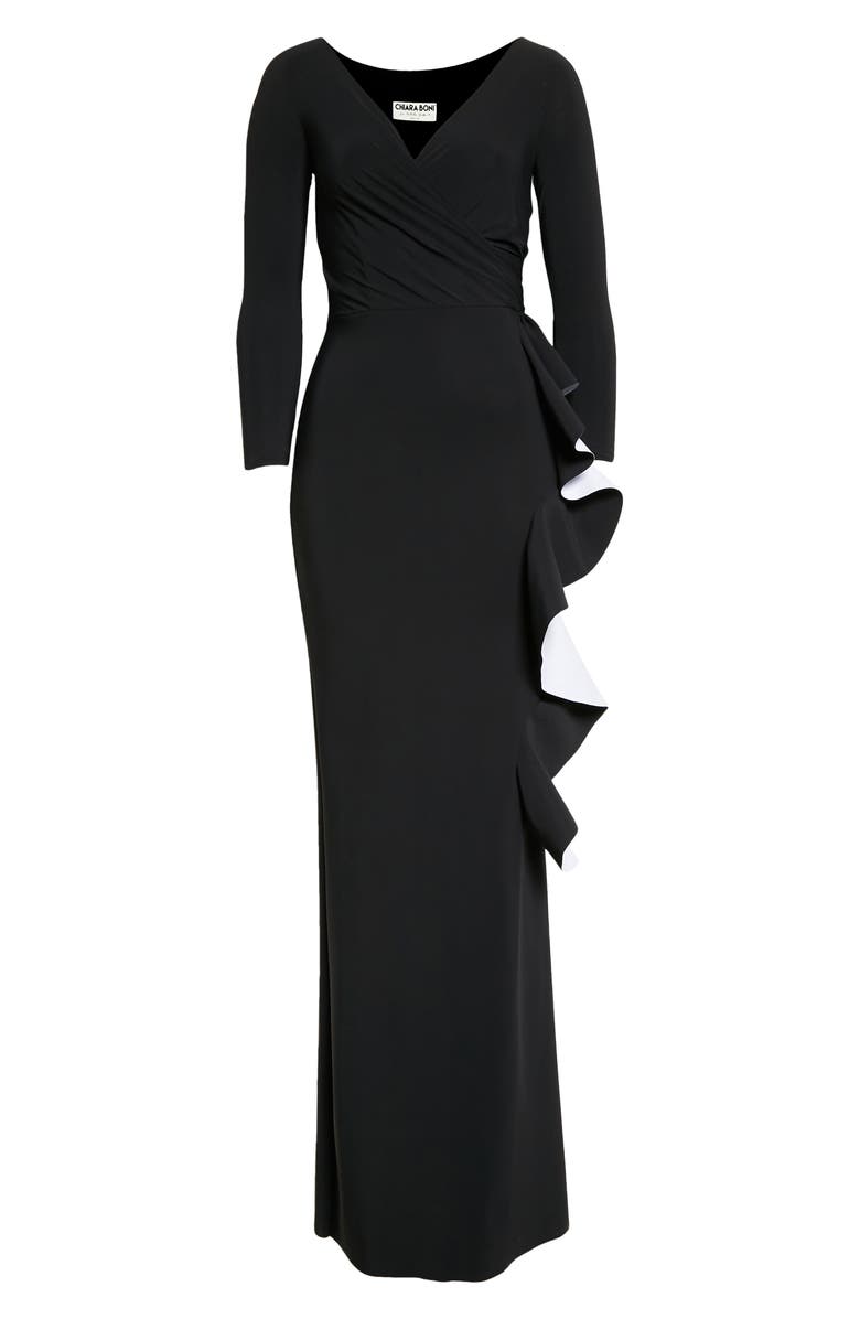 Chiara Boni La Petite Robe Sangiovanna Long Sleeve Ruffle Gown, Alternate, color,