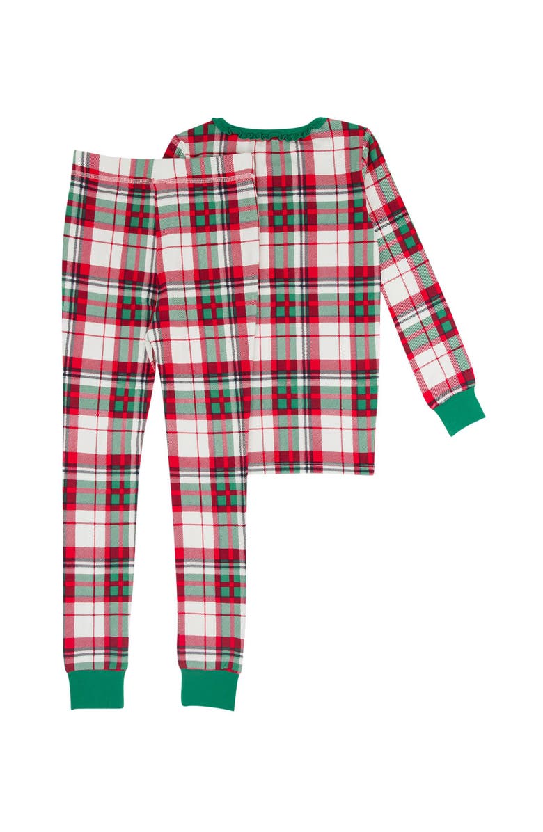 RuffleButts Modal Blend Girls Ruffle Long Sleeve Pajama Set, Alternate, color, Dashing Dreams Plaid