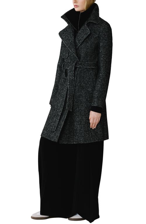 Soia & Kyo Fabianne Belted Wool Blend Coat In Black