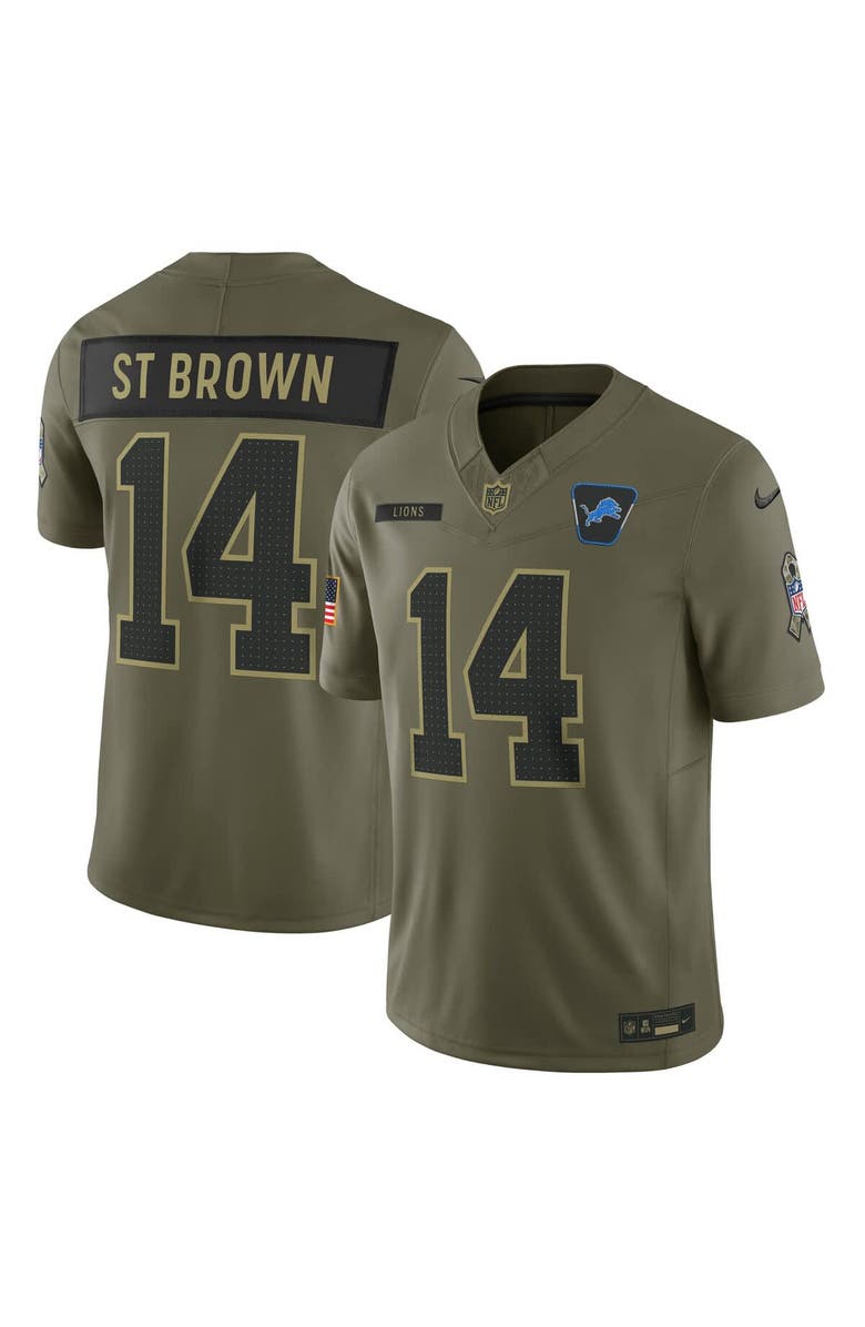 Nike Men's Nike Amon-Ra St. Brown Olive Detroit Lions 2025 Salute to Service Limited Jersey, Main, color, Olive