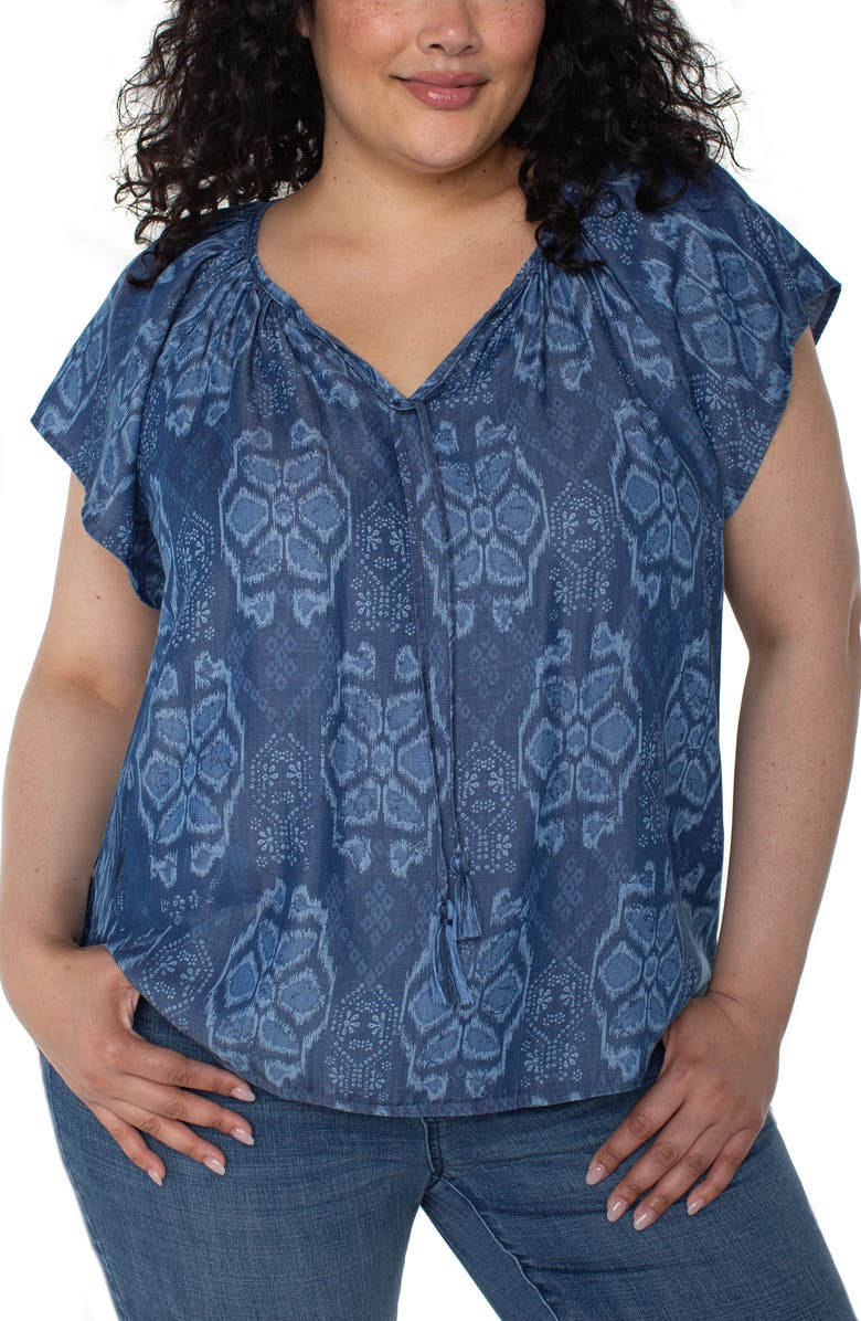 Liverpool Los Angeles Print Flutter Sleeve Top, Main, color, 