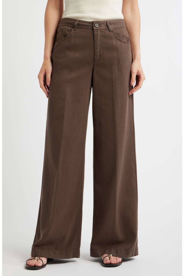 Five-Pocket Wide Leg Pants, Main, color, CHOCOLATE BROWN