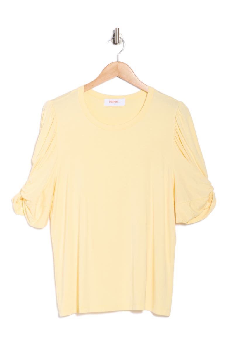 Ruched Sleeve Top, Alternate, color, LIGHT BUTTER