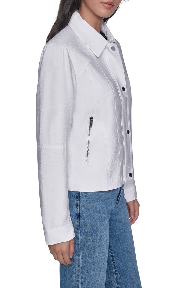 Crinkle Snap Front Jacket, Alternate, color, WHITE