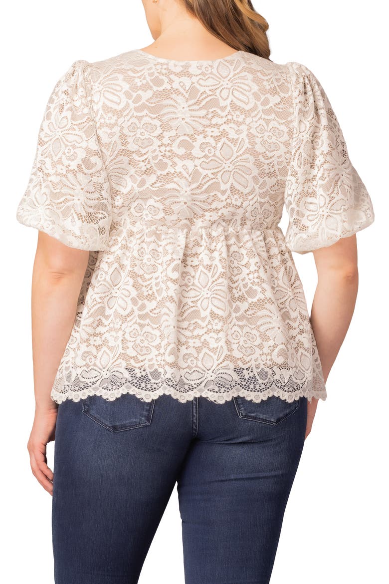 Winsome Puff Sleeve Lace Top, Alternate, color, IVORY/ NUDE
