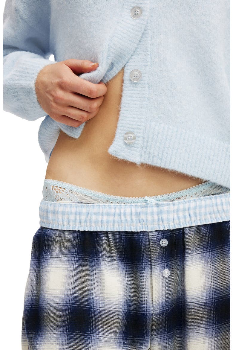 Women's Flannel Wide Leg Pant, Alternate, color, Navy White Check